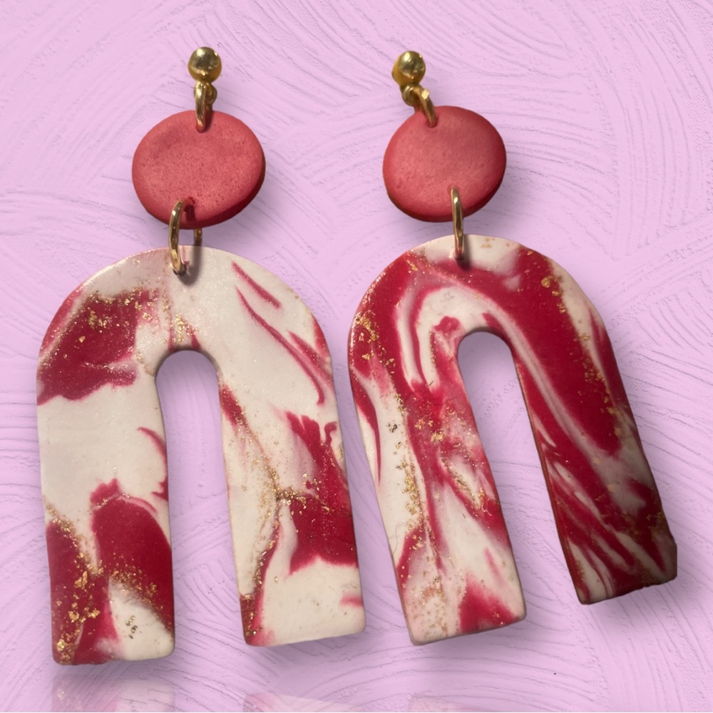 Strawberry swirl handmade earrings